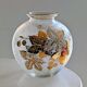 Frosted Glass Ball Vase with Golden Botanical Decoration — Signed Adat — Circa 1950