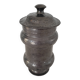 Covered pot on shower foot in black glazed chamotte terracotta Jean Marais