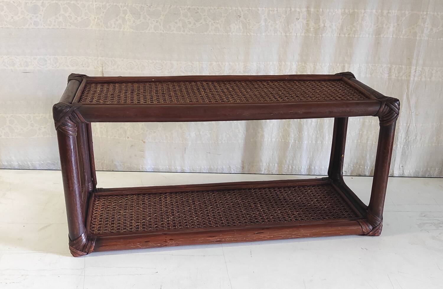 Rattan and cane wall shelf - 70s/80s