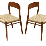 Set of 4 JL Moller model 75 chair by Niels Otto Moller Danish Design