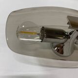 Trio of vintage chrome and smoked glass wall sconces