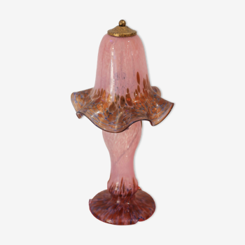 Lampe tulipe verre soufflé rose