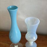 Duo of blue opaline soliflores