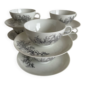 Service de 6 tasses + sous-tasses Françoise Adnet “Corail Noir” – Porc