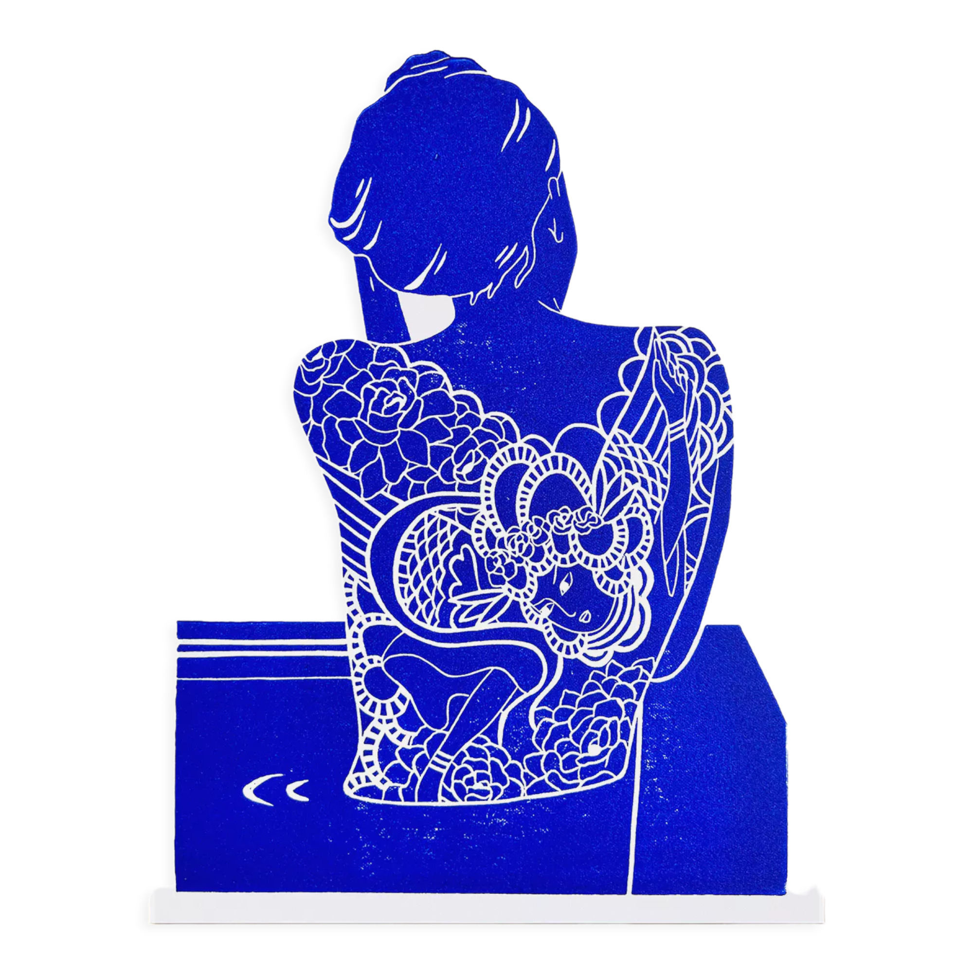 Original linocut - Tattooed Japanese woman