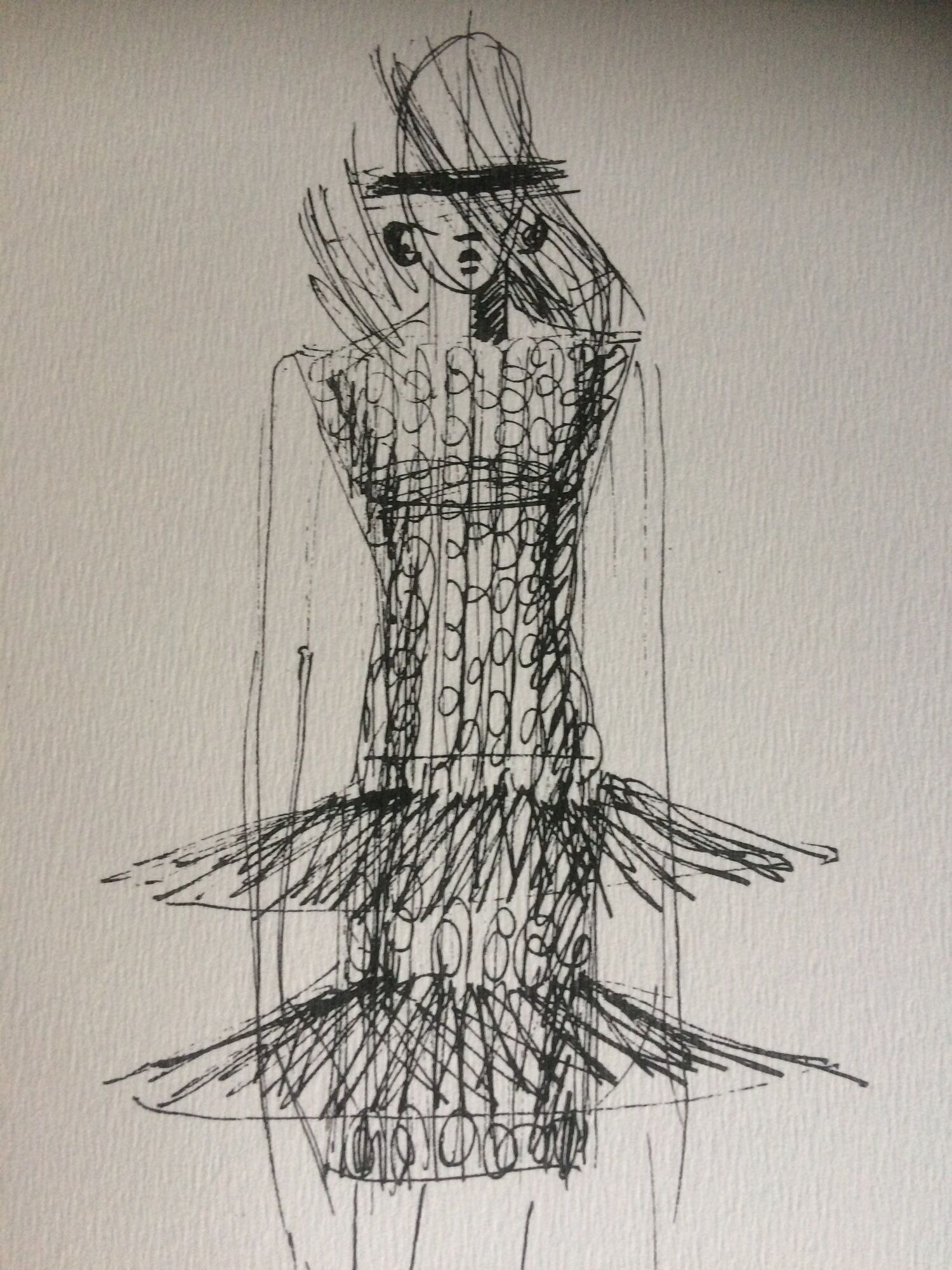 Paco Rabanne: jole press early 1990s vintage fashion illustration.