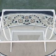 Bout de canapé, Petite Console Art Déco en Métal laqué Blanc, vers 1940