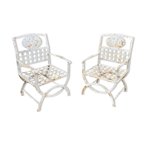 Paire de fauteuils en fer forgé