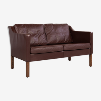 Danish 2-seater sofa in leather by Børge Mogensen for Fredericia