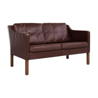 Danish 2-seater sofa in leather by Børge Mogensen for Fredericia