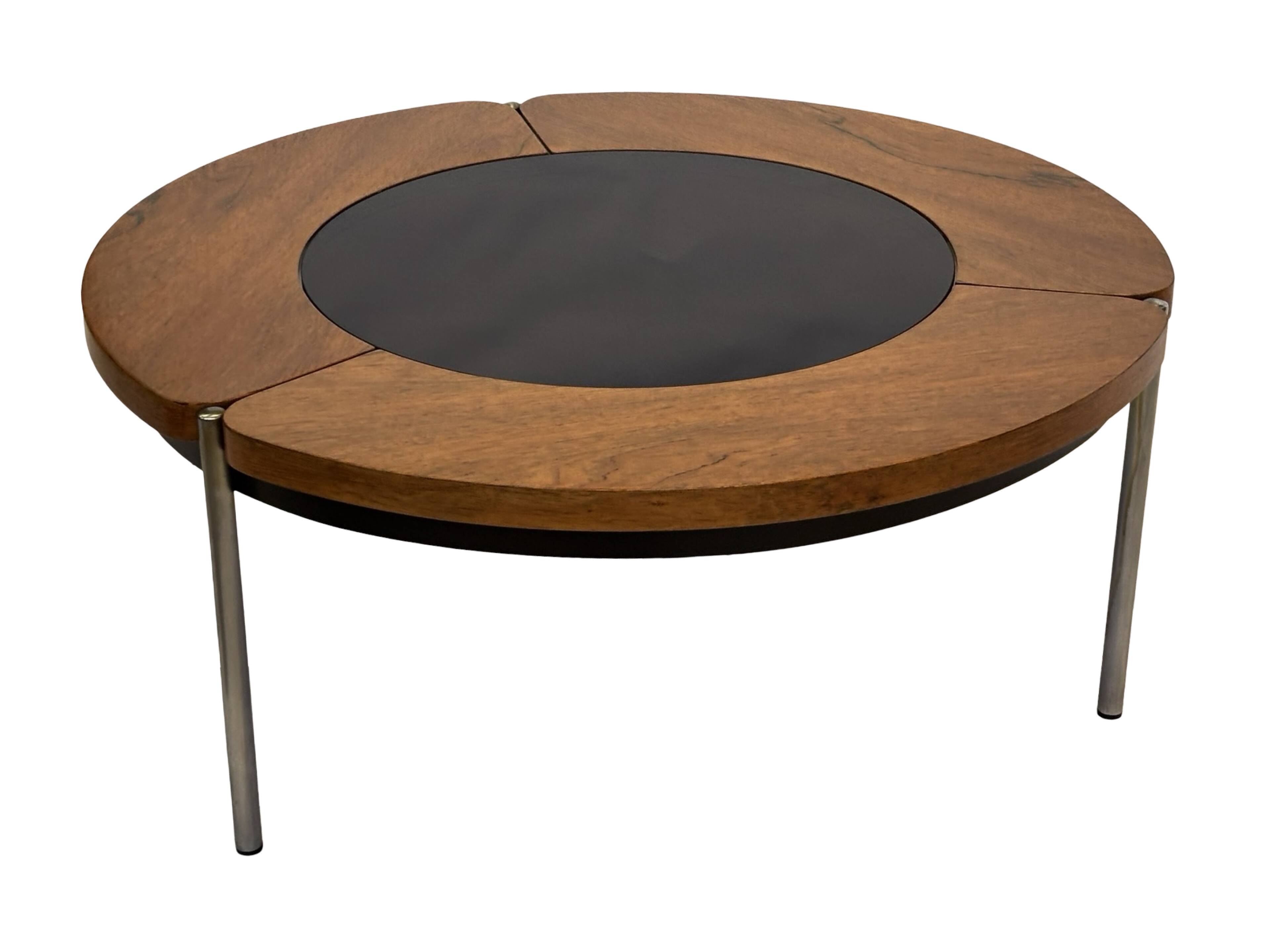 Vintage rosewood coffee table with glass, Denmark, 70s design