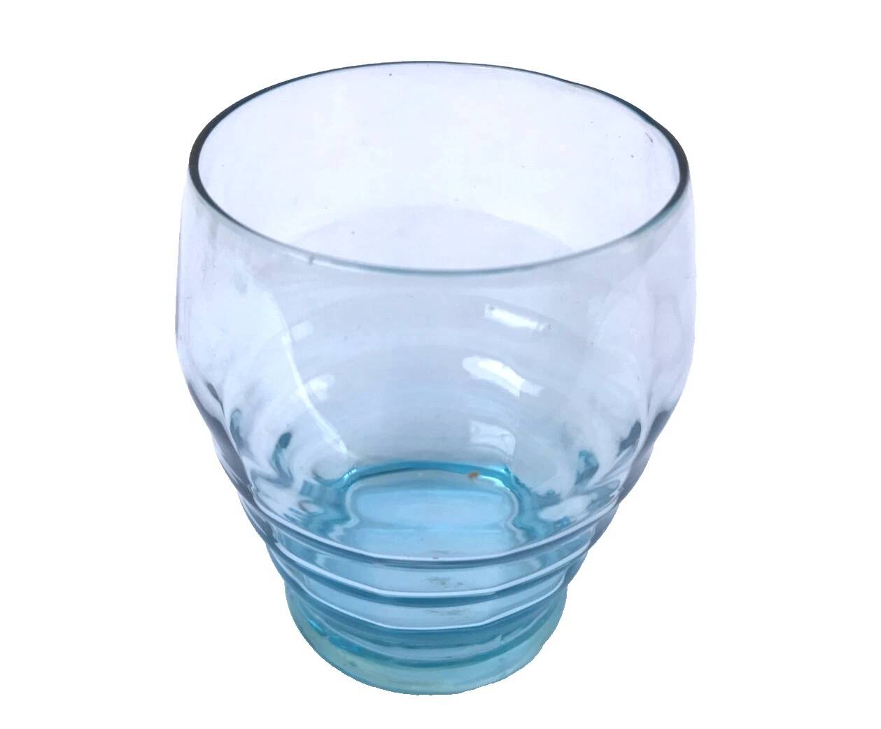 Art Deco 1930s 2 glasses Transparent turquoise blue glass