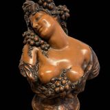 Terracotta sculpture Bust of Bacchus Grapes and vines in the style of