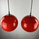 Pair of two cherry glass pendants by Peill & Putzler