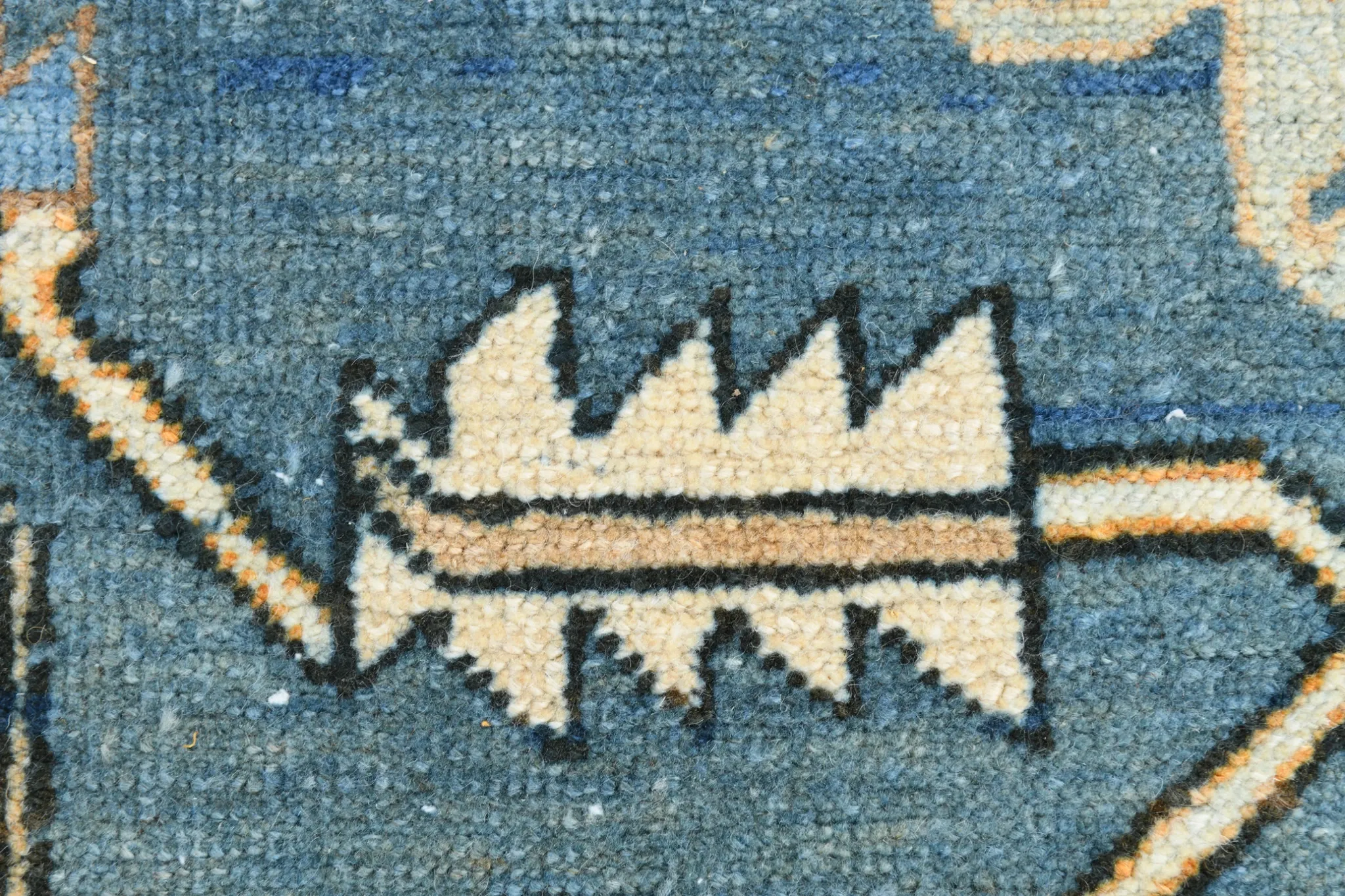 Vintage Large Blue & Peach Persian Rug, Handmade Wool Rustic Decor,348x495