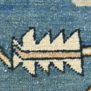 Vintage Large Blue & Peach Persian Rug, Handmade Wool Rustic Decor,348x495