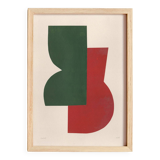 Painting and collage on paper - abstract painting B 233 signed Eawy