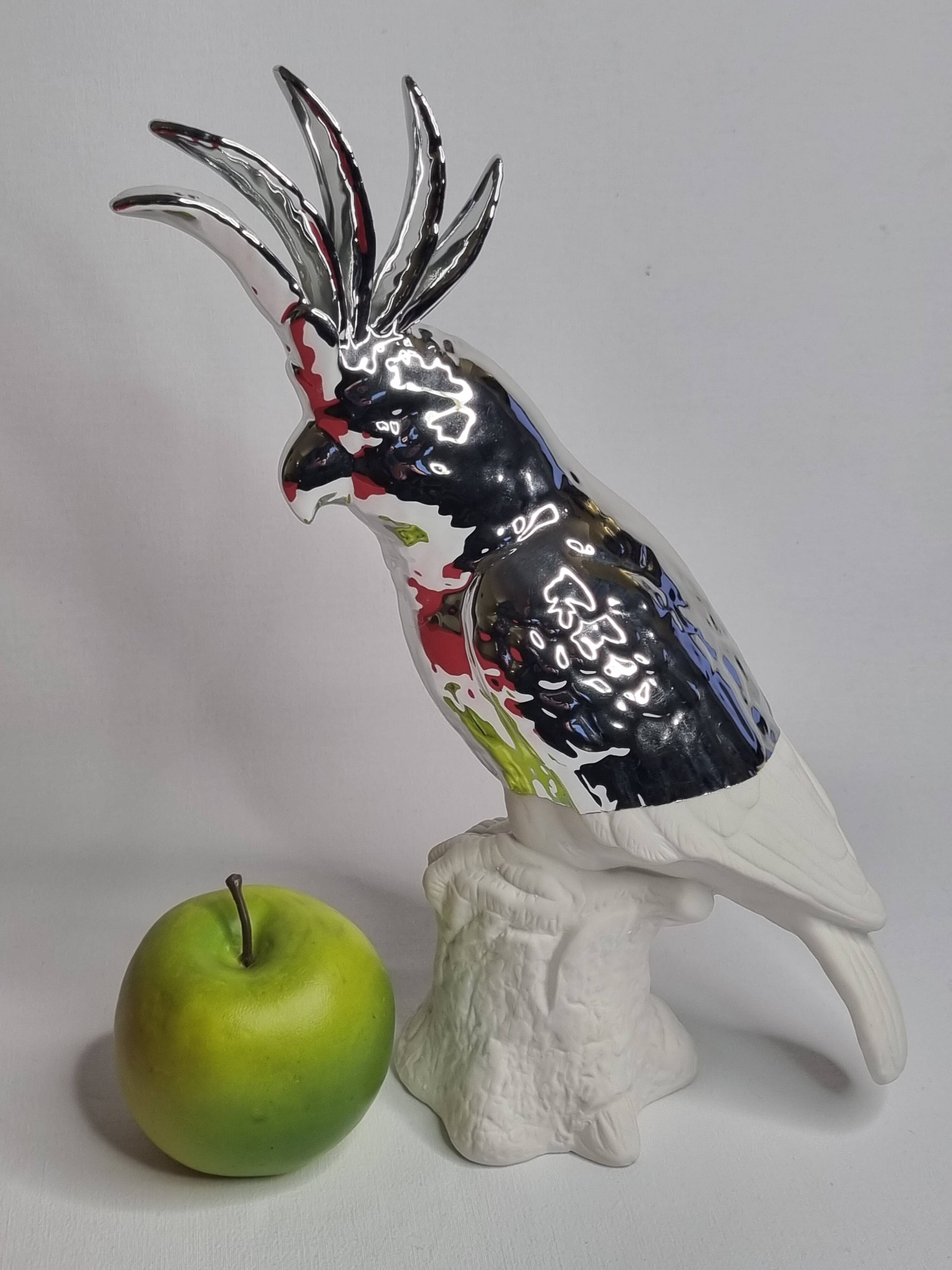 Cockatoo sculpture in biscuit porcelain, Pols Potten, 33 cm