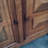 Brutalist Handcrafted Oak 2 Door Cabinet, Belgium, 1950s