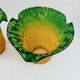 Pair of Antique Art Nouveau Tulips - Speckled Amber Green Glass