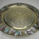 large antique wall plate Mexico alpaca Mayan calendar vintage wall plate decor