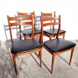 4 Scandinavian wooden vintage chairs