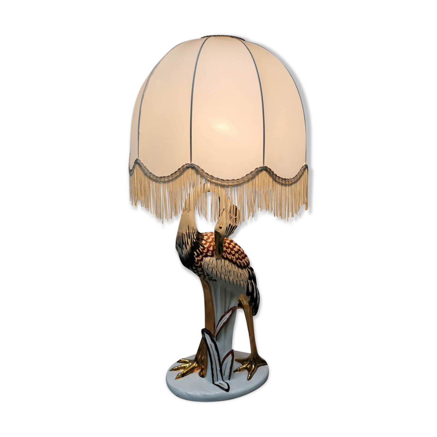 Vintage Italian ceramic heron table lamp keramiek