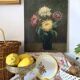 Old Painting Oil on Canvas Late 19th Century – Still Life with Chrysanthemums
