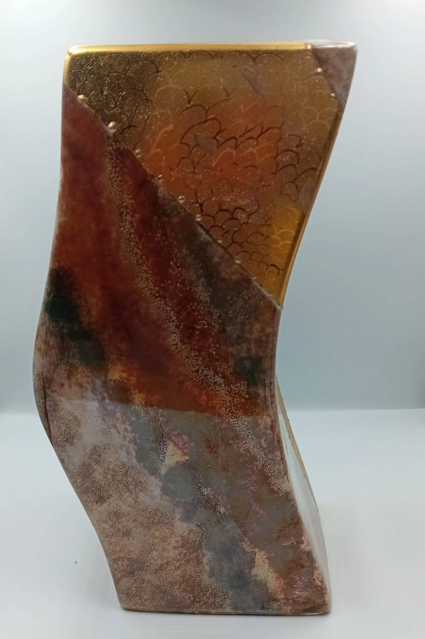 Handmade porcelain art vase signed J. Rozio – Paradise Bird decoration
