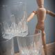 Set 6 sky glasses and square carafe