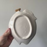 Lemon fruit barbotine plate with flowers and bees in ceramic