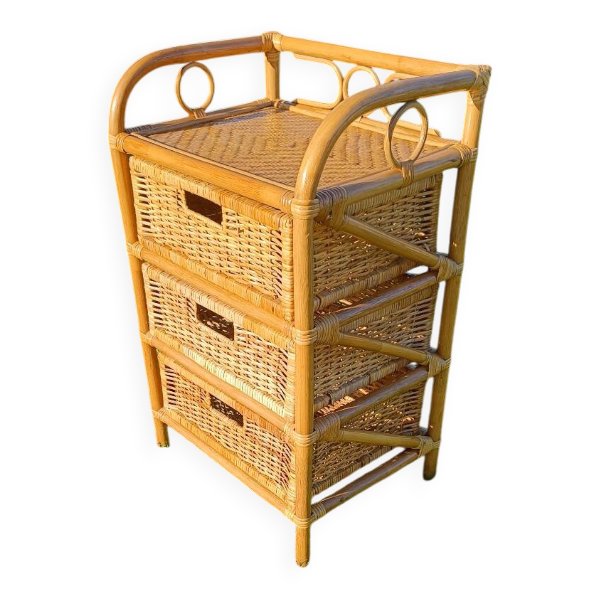 Commode, chiffonnier en rotin vintage