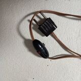 Art Deco Style Table Lamp Base in Black and Pink Bohemian Crystal