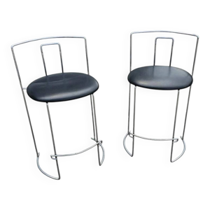 2 x tabouret Gaja par - cuir noir