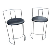 2 x tabouret Gaja par Kazuhide Takahama pour Simon Gavina / cuir noir