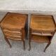 2 Louis XV bedside tables made of curved solid oak with drawers from 1960.