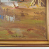 Painting „The Riverside Camp”, Scandinavian design, 19th century, by Vilhelm Oskar Engström