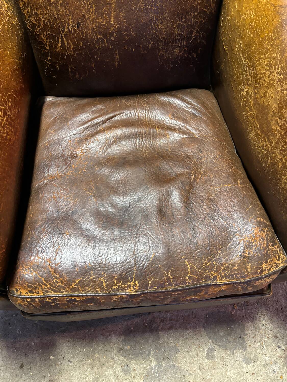 Old leather club chair