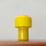 Mid-century yellow glass table lamp model 120 by Uno & Östen Kristiansson for Luxus, Vittsjö, Sweden, 1950s.