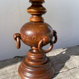 Turned wood lamp with rings