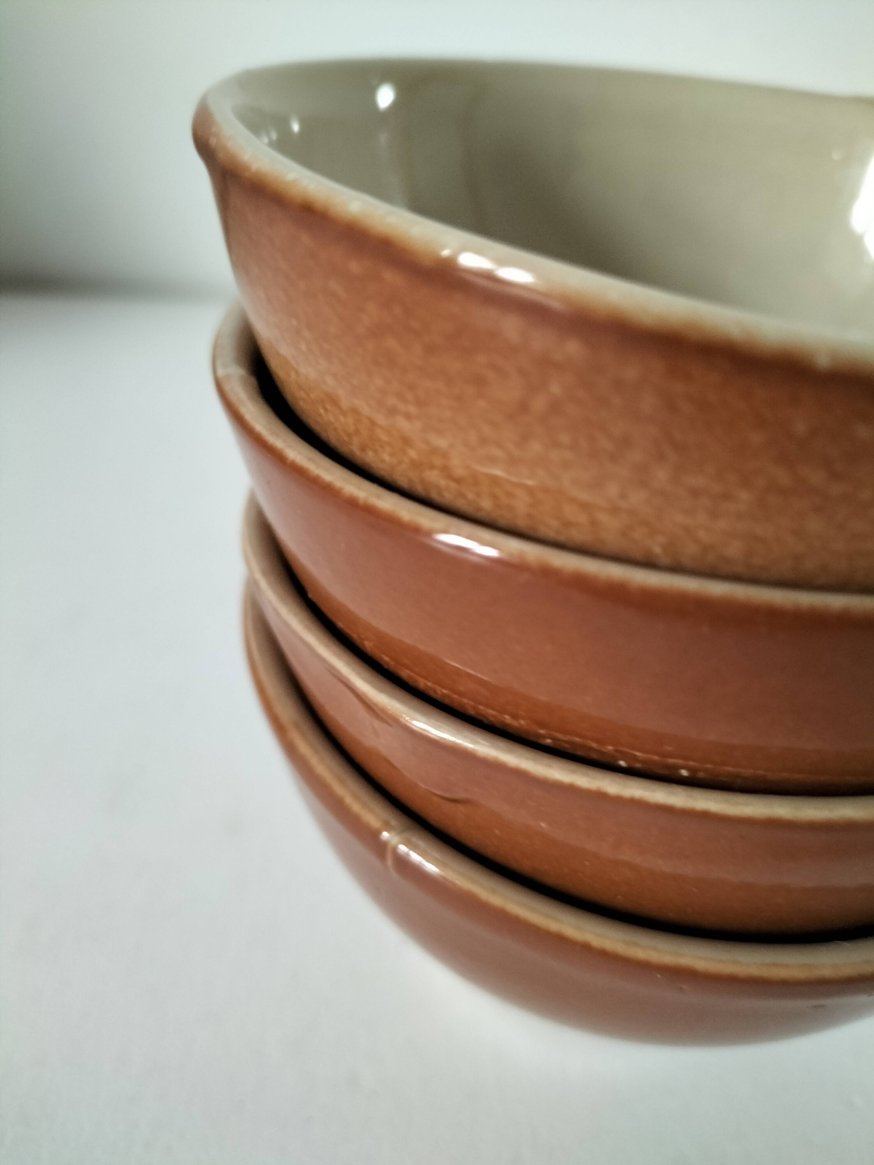 Set of 4 small glazed earthenware bowls