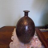 Foiled bottle vase, artisanal pottery, Raku