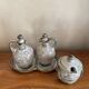 Salt, pepper, and mustard set in stoneware