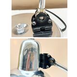 Industrial swan neck desk lamp 1950 in polished metal Bauhaus type