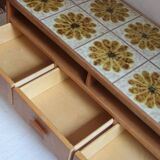 Vintage TV unit wood ceramic 1970s