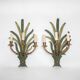 Pair of Maison Baguès wall lights with faux bamboo bronze and metal arms.