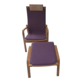 Relaxing armchair and its Scandinavian footrest