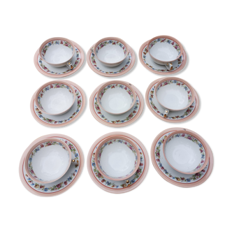 Set 9 tasses et sous-tasses porcelaine Limoges