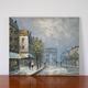 painting / oil on canvas streets of Paris under the snow vintage