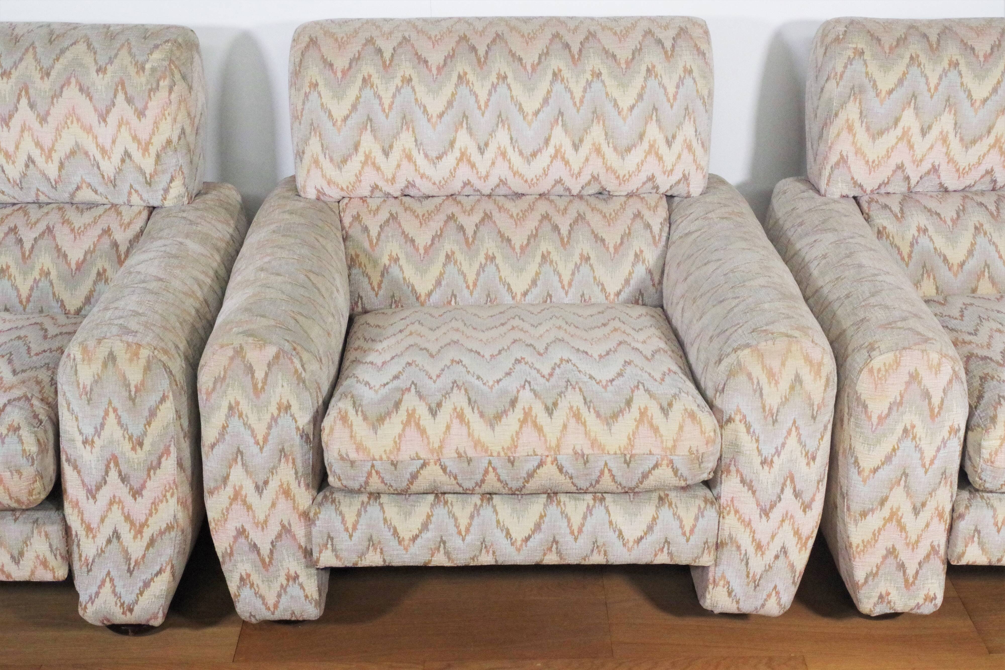 Missoni armchairs, 1970s, set of 3